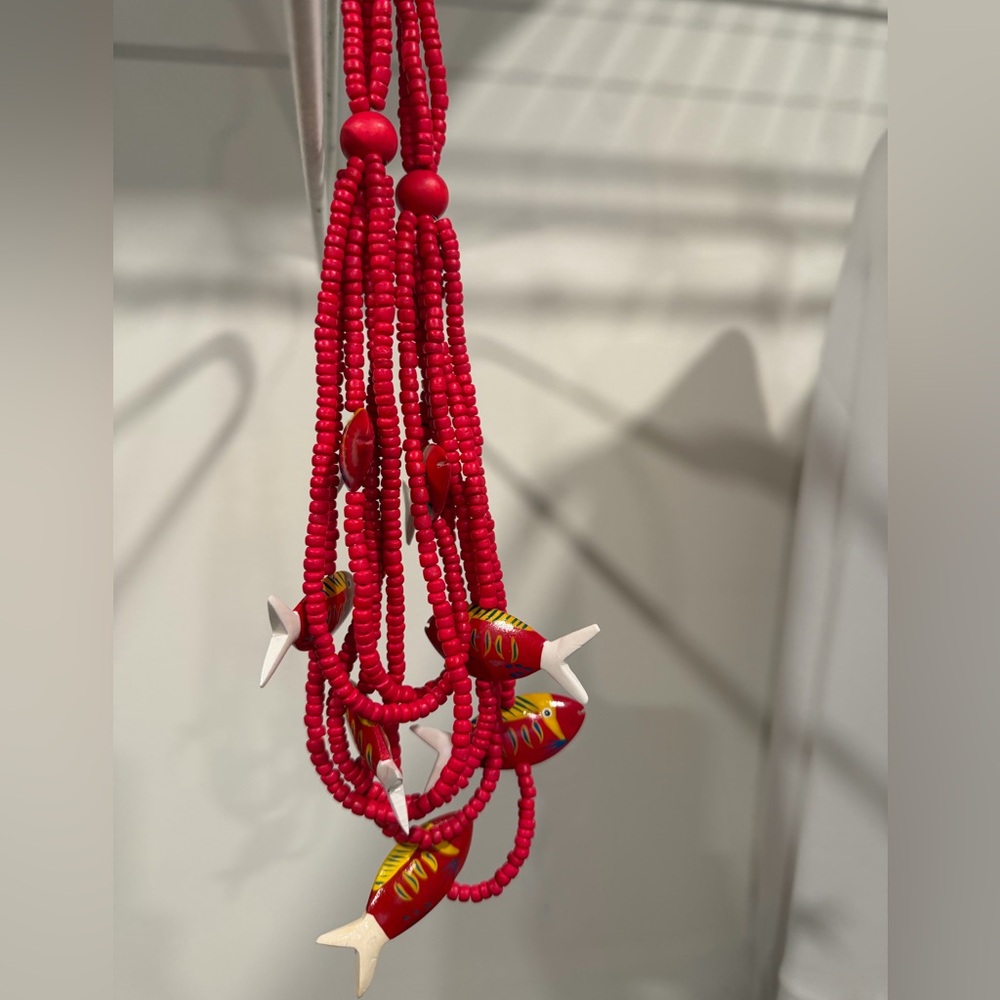 Red Sardines Anthropology inspired vintage necklace
